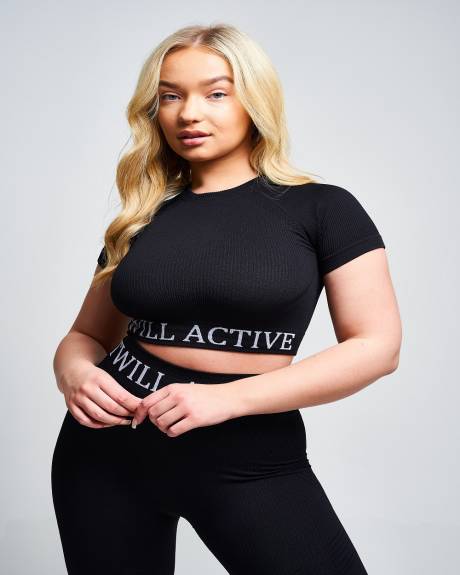 Twill Active - Avra Panel Recycled Seamless Crop Top - Black
