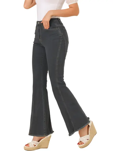 Allegra K - Vintage Denim Pants Classic Bell Bottoms Jeans