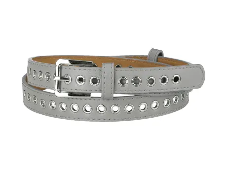 Allegra K- Grommet PU Leather Metal Pin Buckle Belt