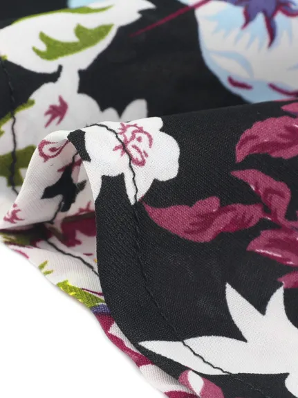 Allegra K- Floral Short Sleeve Ruffled Peplum Blouse