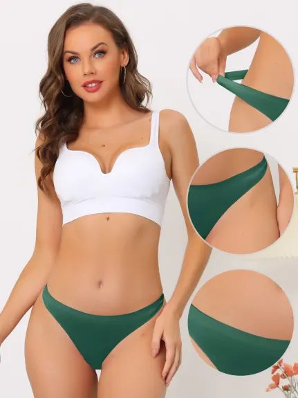 Allegra K- String de bikini invisible en satin non doublé pour femme