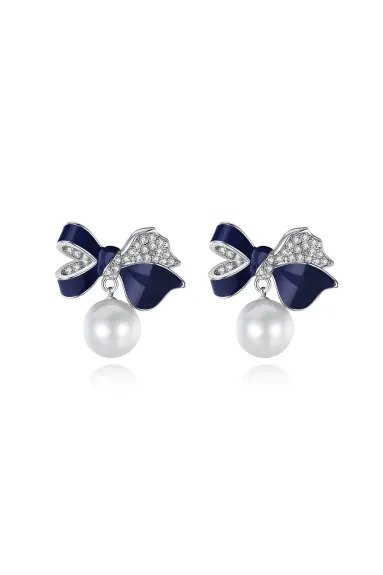 Classicharms-Blue Enamel Butterfly Earrings
