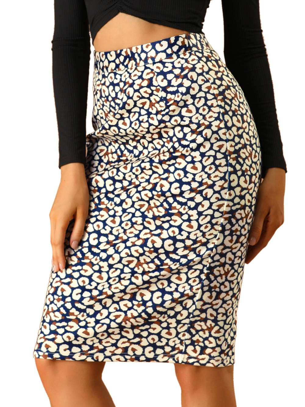 Allegra K- Knee Length Leopard Print Pencil Skirt - Reitmans