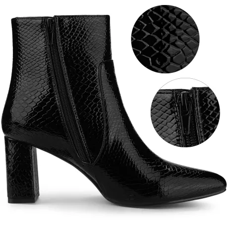 Allegra K - Fashion Chunky Heels Pointed Toe Ankle Boots
