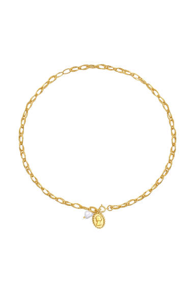 Classicharms-Collier de perles et de pendentifs sculptés en or