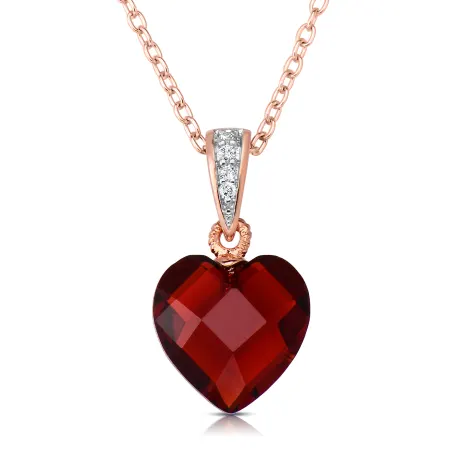 Genevive Sterling Silver Red Cubic Zirconia Heart-shape Necklace