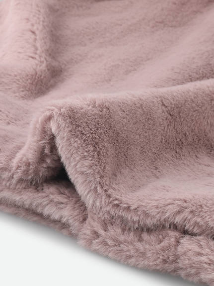Allegra K- Notch Lapel Faux Fur Fluffy Cropped Coat