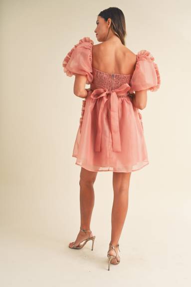 Evercado - Organza Ruffle Mini Babydoll Dress