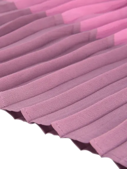 Allegra K- Jupe mi-longue plissée en mousseline de soie à blocs de couleurs