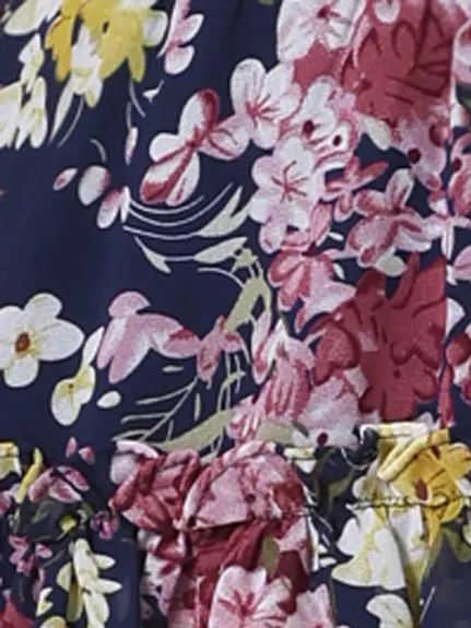 Allegra K- Mini jupes à volants à motifs floraux pour femmes