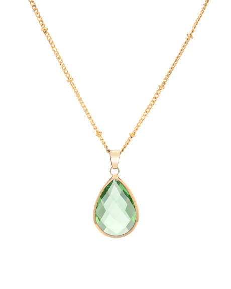 Goldtone August Green Birthstone Teardrop Necklace - Don't AsK