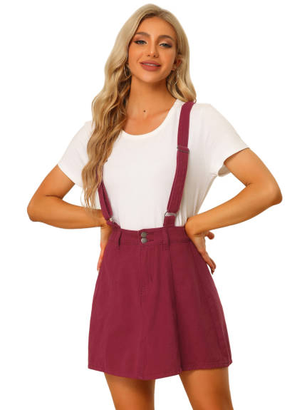 Allegra K- Denim Skirt Adjustable Strap Mini Suspender Jean Skirts
