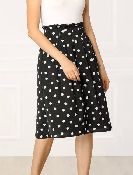 Allegra K- Women's Belted Elastic Waist A-Line Midi Skirt