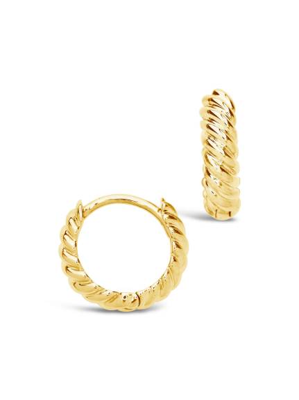 Sterling Forever - 14k Gold Twist Huggie Hoop Earrings