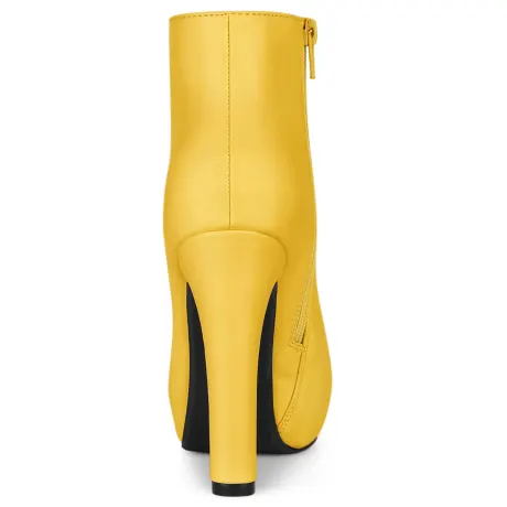 Allegra K - Platform Chunky High Heel Zip-up Ankle Boots