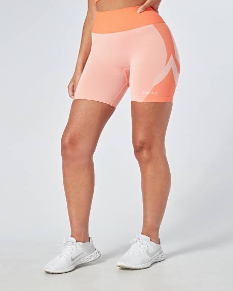 Twill Active - Recycled Colour Block Body Fit Cycling Shorts - Coral