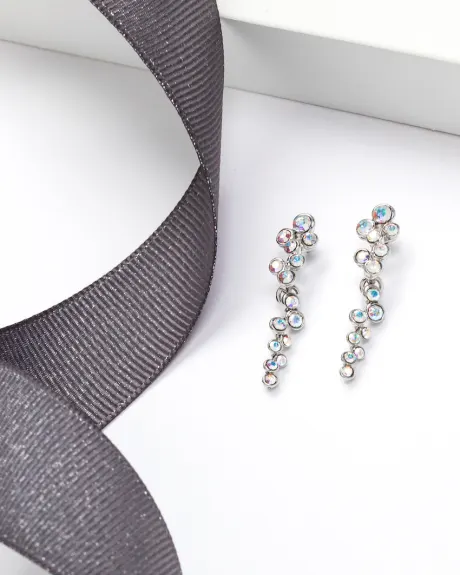 Boucles d'oreilles pendantes en cristal en grappe plaqué rhodium avec Aurora Borealis - callura