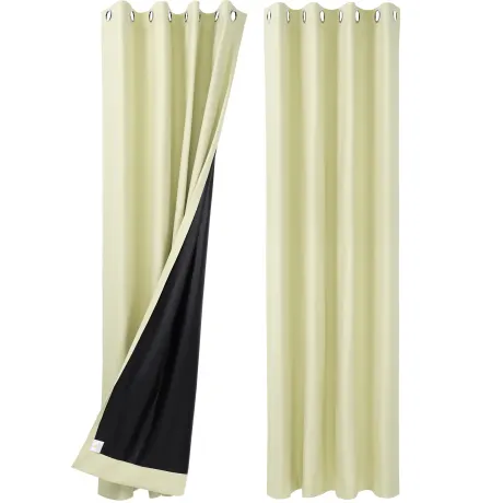 PiccoCasa- 100% Blackout Waterproof Grommet Curtains with Black Liner, 2 Panels Set 42 x 84 Inch