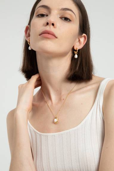 Classicharms-Collier à pendentifs en or et perles fondues