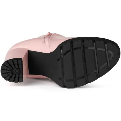 Allegra K - Chunky High Heel Platform Zipper Chelsea Boots