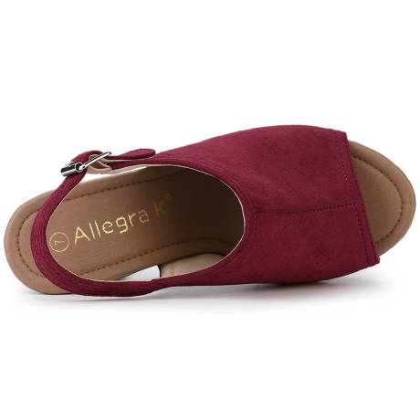 Allegra K- Slingback Platform Black Chunky talon sandales