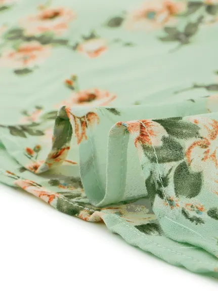 Allegra K- Mini-jupe florale à volants superposés et taille élastique
