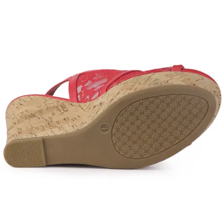 Allegra K- Open Toe Platform Heel Lace Wedges Black Sandals