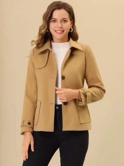 Allegra K- Outerwear Single Breasted Belted Pea Coat