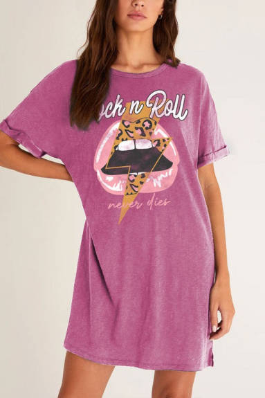 Evercado - Rock and Roll Vintage Graphic T Shirt Dress