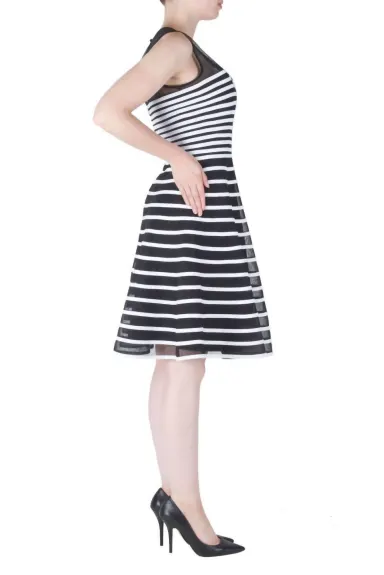 Joseph Ribkoff - White Striped Midi Dress