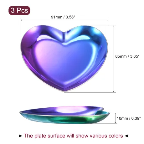 Cheibear - Assiette décorative en forme de cœur couleur arc-en-ciel 3 pièces
