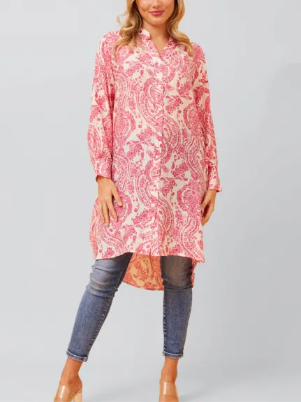Annick - Cezanne Tunic Shirt Dress Semi-Sheer Paisley Print