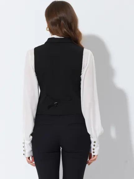 Allegra K- Versatile V Neck Sleeveless Button Down Vest