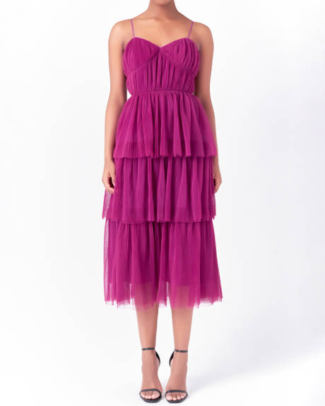 endless rose- Tulle Tiered Midi Dress