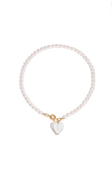 Classicharms-Esmée Glaze Heart Pendant Pearl Necklace