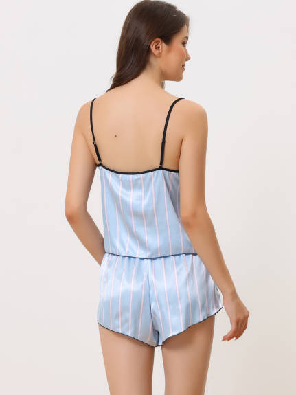 cheibear - Sleeveless Cami Tops Satin Pajama Sets