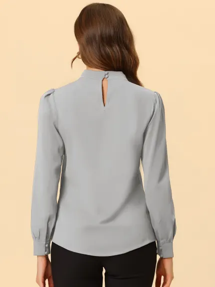Allegra K- chemise d’affaires femme élégant Stand col automne manches longues Blouses