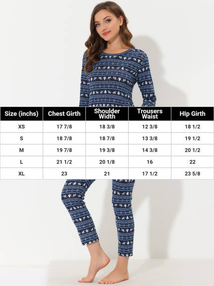 cheibear - Soft Round Neck Stretchy Elk Pajamas Sets