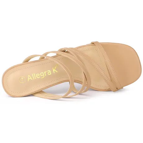 Allegra K- Strappy Block Heels Slide Heel Sandals