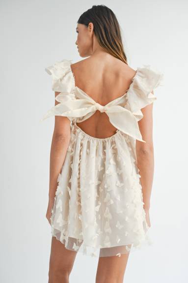 Evercado - Butterfly Ruffle Shoulder Mini Dress
