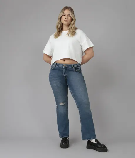 Lola Jeans BRADLY-DIS Mid Rise Flare Jeans (Plus Size)