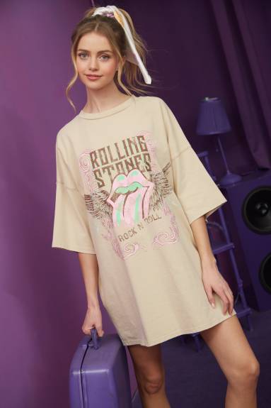 Evercado - Rolling Stones lavé robe graphique