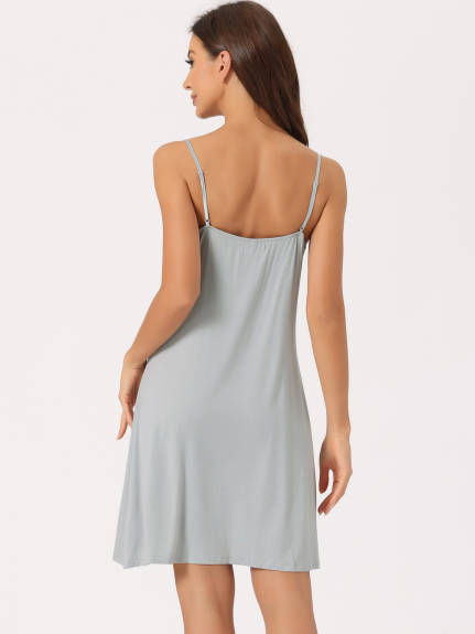 cheibear - Satin Sleeveless Cami Dress Nightgown