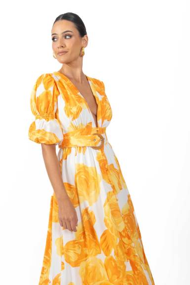 AKALIA Verona Maxi Women's Floral Dress Yellow