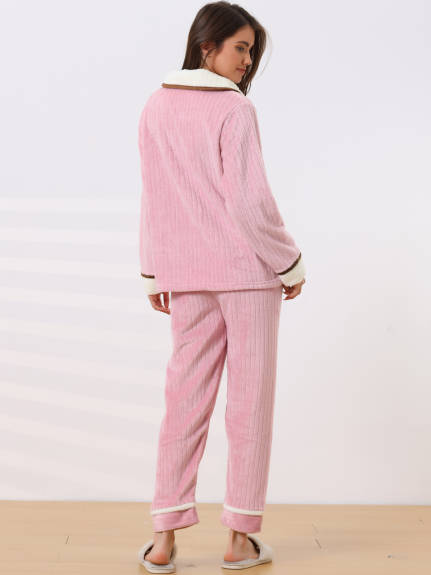 cheibear - Ensemble pyjama en flanelle avec haut et pantalon boutonnés