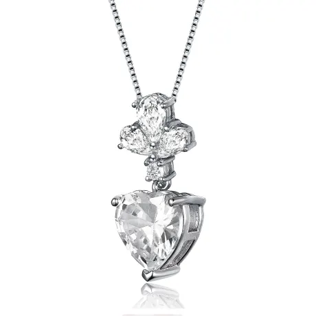 Geneviève Collier pendentif en forme de coeur avec accents de zircon cubique transparent en argent sterling