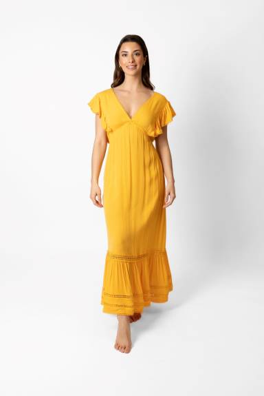 Koy Resort Miami Luxe Ruffle Sleeve Maxi Dress