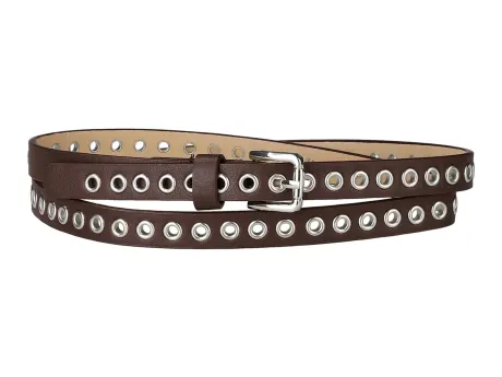 Allegra K- Grommet Belt Leather Skinny Plus Size Waist Belt
