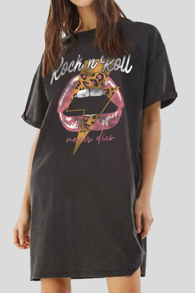 Robe tee-shirt graphique vintage Rock and Roll