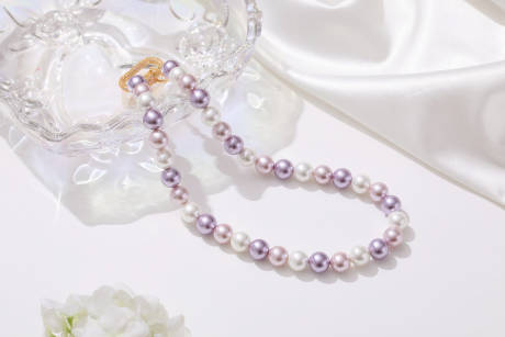 Classicharms-Collier de perles de coquille avec mousqueton incrusté de pierres précieuses